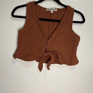 Wallflower Women's Brown Tie-Front Top